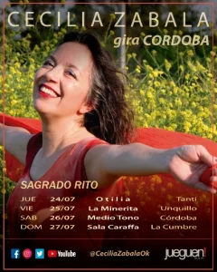 Fechas Sagrado Rito de Cecilia Zabala en Córdoba