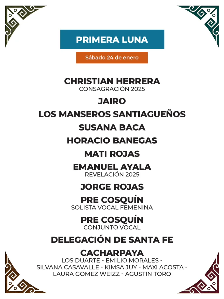 Programación del Festival de Cosquín 2026 - Luna 1