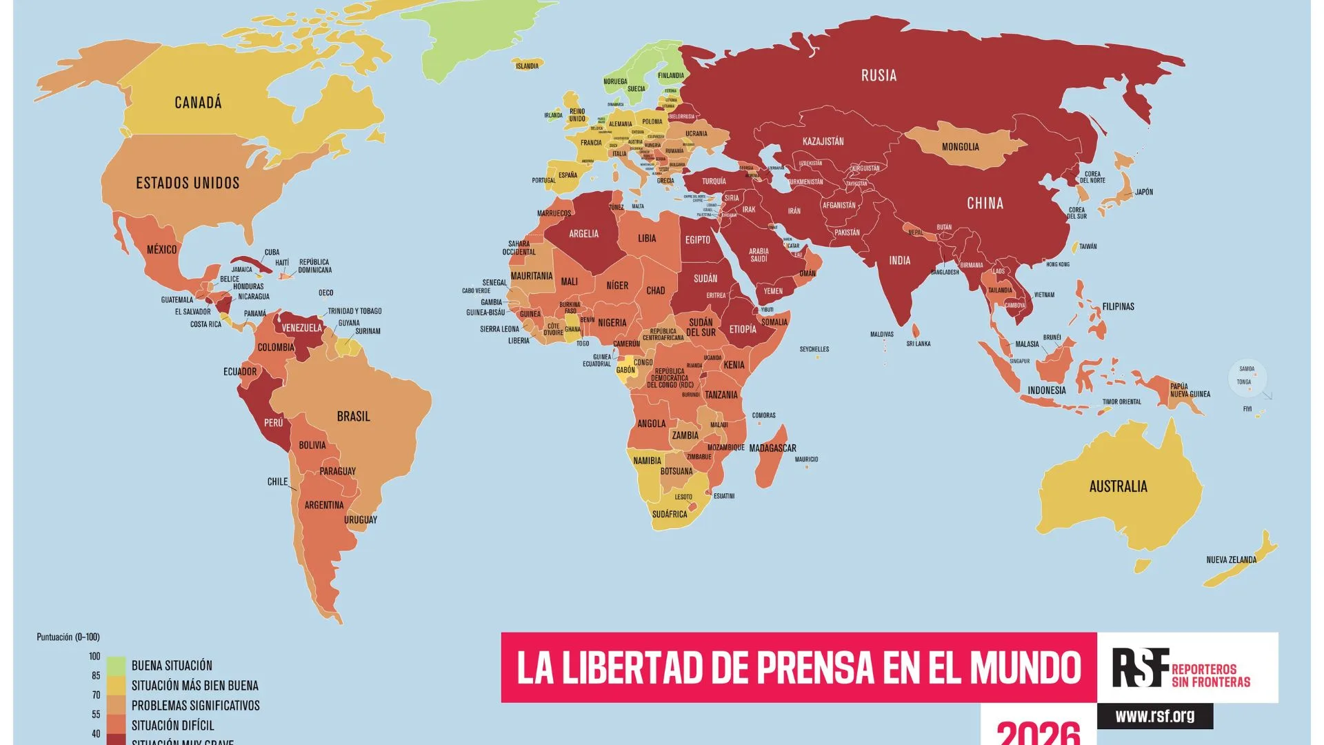 Mapa mundial de la Libertad de Prensa